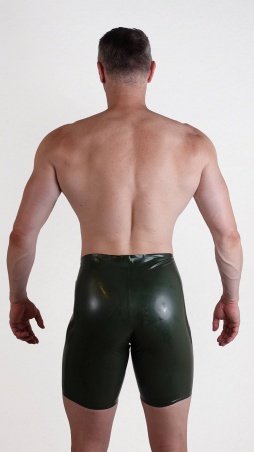 Latexové bermudy s kontrastním poklopcem ArmyGreen/červené